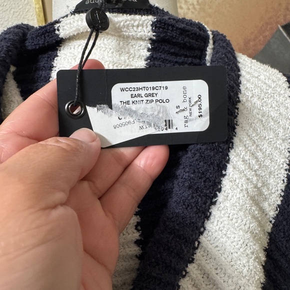 Rag and Bone Sunny striped knit navy and white hoodie sz small - Picture 8 of 9